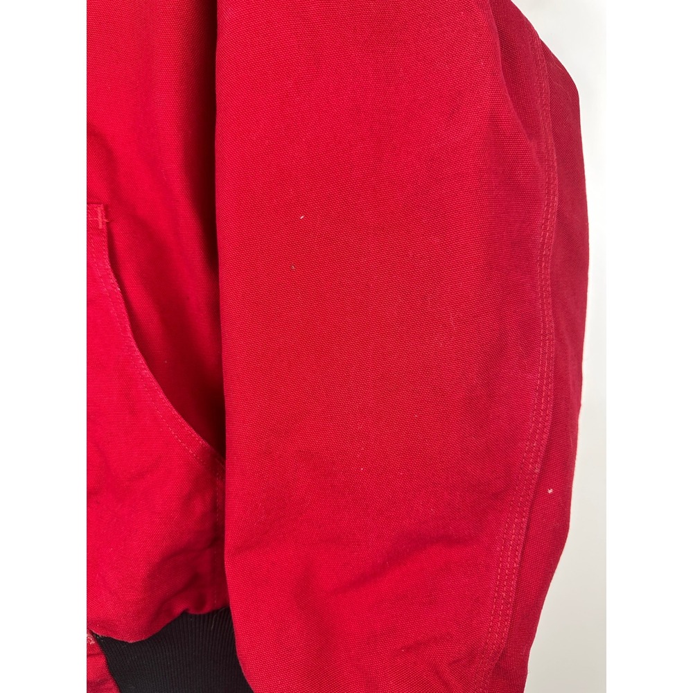 Carhartt Distressed Red Lined Hooded Jacket USA Coat *Company Logo XL Tall - Picture 11 of 15
